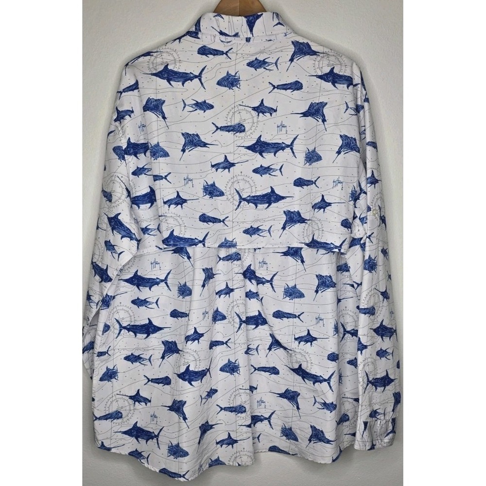 New Guy Harvey Men 2XL AO Slam Performance Fishing ShirtL/S Shark Boating Beach - Picture 3 of 6